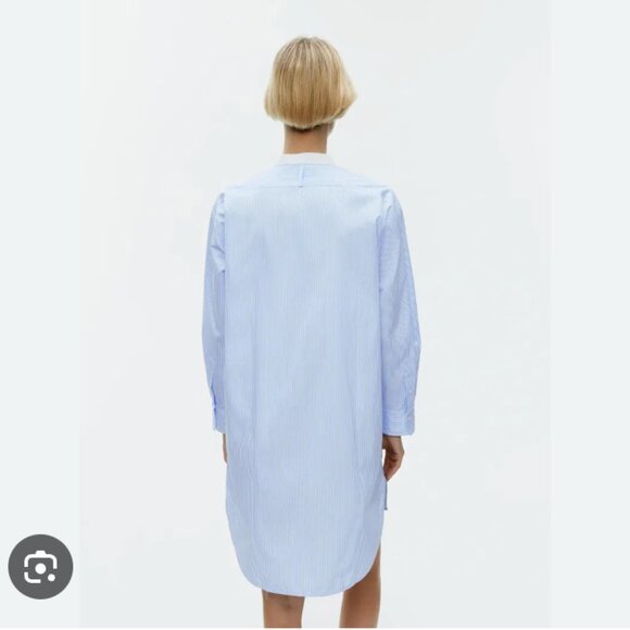 Arket Cotton Tuxedo Dress - 10 - Blue and White Stripe - Picture 2 of 16